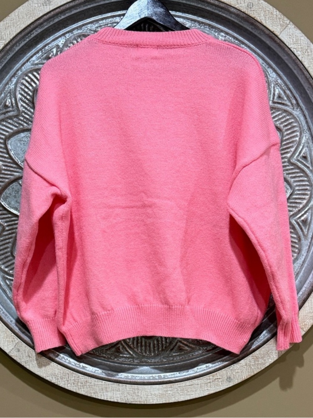 NWOT Pink 'Love' Oversized Crewneck Sweater - Soft Knit Pullover Texture LOVE - Picture 4 of 5